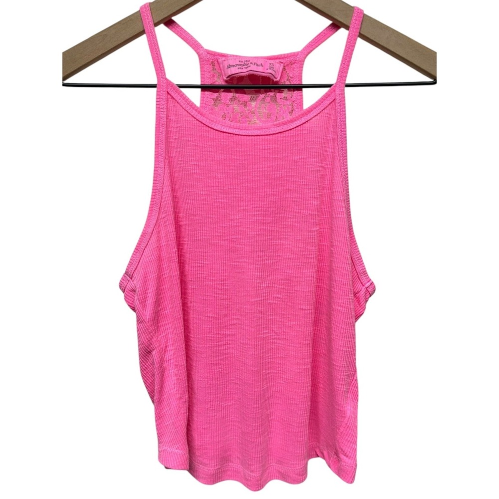 Abercrombie &‎ Fitch Y2K Vtg Cami Tank Top Women XS Pink Lace Coquette Halter